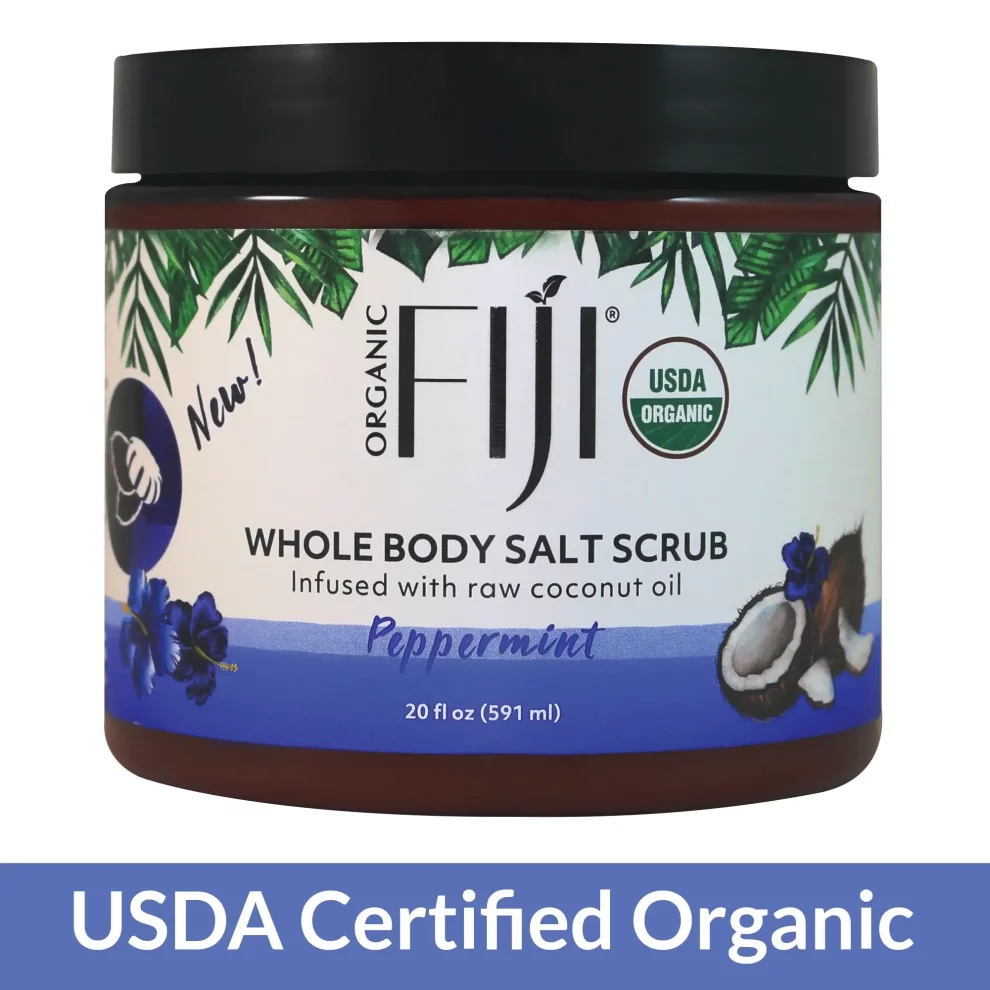 1-990x990-1.webp Fiji Organic - Whole Body Sea Salt Scrub infused with coconut oil - Peppermint - 591 ML - الصورة 1